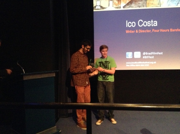Ico Costa receives the Shine Award from local film programmer Michael Wood